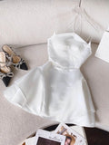 Cute A line Halter White Summer Homecoming Dress Hoco Dress Mini 16th Birthday Outfit Cocktail Dresses HZ1214