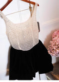 Cute A line Square Black Summer Homecoming Dress Velvet Hoco Dress Mini 18th Birthday Outfit Cocktail Dresses HZ1214