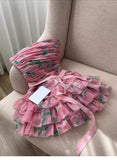 Cute A line Strapless Pink Floral Summer Homecoming Dress Hoco Dress Mini 16th Birthday Outfit Cocktail Dresses HZ1214