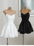 Simple A line Spaghetti Straps Black Lace Short Homecoming Dress Summer Hoco Dresses Cocktail Dress HZ1214
