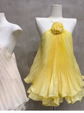 Cute A line Halter Yellow Summer Homecoming Dress Chiffon Hoco Dress Mini 18th Birthday Outfit Cocktail Dresses HZ1214