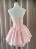Simple A line Sweetheart Pink Lace Short Homecoming Dress Summer Hoco Dresses Cocktail Dress HZ1214