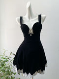 Cute A line Short Homecoming Dress Summer Black Little Black Dress Hoco Dresses Cocktail Dress For Senior Teens HZ1214