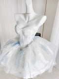 Cute Ball Gown Short Light Sky Blue Homecoming Dress Summer Hoco Dresses Cocktail Dress For Senior Teens HZ1214
