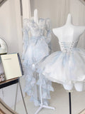 Cute Ball Gown Sweetheart Short Light Sky Blue Homecoming Dress Summer Hoco Dresses Cocktail Dress For Senior Teens HZ1214