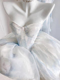Cute Ball Gown Short Light Sky Blue Homecoming Dress Summer Hoco Dresses Cocktail Dress For Senior Teens HZ1214