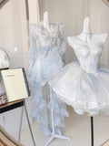 Cute Ball Gown Sweetheart Short Light Sky Blue Homecoming Dress Summer Hoco Dresses Cocktail Dress For Senior Teens HZ1214