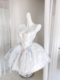 Cute Ball Gown Sweetheart Short Light Sky Blue Homecoming Dress Summer Hoco Dresses Cocktail Dress For Senior Teens HZ1214
