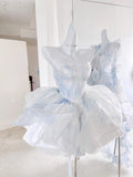 Cute Ball Gown Sweetheart Short Light Sky Blue Homecoming Dress Summer Hoco Dresses Cocktail Dress For Senior Teens HZ1214