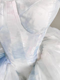 Cute Ball Gown Short Light Sky Blue Homecoming Dress Summer Hoco Dresses Cocktail Dress For Senior Teens HZ1214