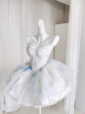 Cute Ball Gown Short Light Sky Blue Homecoming Dress Summer Hoco Dresses Cocktail Dress For Senior Teens HZ1214