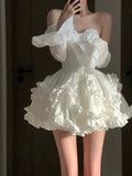 Cute Ball Gown Sweetheart Short White Homecoming Dress Summer Hoco Dresses Cocktail Dress For Senior Teens HZ1214
