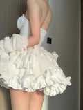 Cute Ball Gown Sweetheart Short White Homecoming Dress Summer Hoco Dresses Cocktail Dress For Senior Teens HZ1214