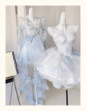 Pretty Ball Gown Short Light Sky Blue Homecoming Dress Summer Hoco Dresses Cocktail Dress For Senior Teens HZ1214