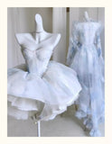 Pretty Ball Gown Short Light Sky Blue Homecoming Dress Summer Hoco Dresses Cocktail Dress For Senior Teens HZ1214