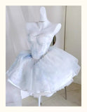 Pretty Ball Gown Short Light Sky Blue Homecoming Dress Summer Hoco Dresses Cocktail Dress For Senior Teens HZ1214