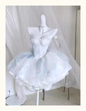 Pretty Ball Gown Short Light Sky Blue Homecoming Dress Summer Hoco Dresses Cocktail Dress For Senior Teens HZ1214