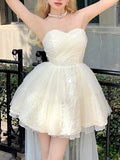 Cute Ball Gown Sweetheart Short Beige Homecoming Dress Summer Hoco Dresses Cocktail Dress For Senior Teens HZ1214