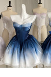 Pretty Ball Gown Short Ombre Blue Homecoming Dress Summer Hoco Dresses Cocktail Dress For Senior Teens HZ1214