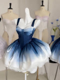 Pretty Ball Gown Short Ombre Blue Homecoming Dress Summer Hoco Dresses Cocktail Dress For Senior Teens HZ1214