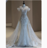 Dreamy Wedding Dress Mermaid Off The Shoulder Sequin Wedding Dresses Bridal Gowns HZ1214