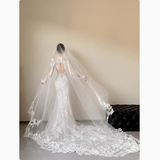 Romantic Bridal Gown Mermaid V Neck Lace White Wedding Dresses Minimalist Bridal Gowns HZ1214