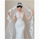 Romantic Bridal Gown Mermaid V Neck Lace White Wedding Dresses Minimalist Bridal Gowns HZ1214
