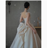 Pretty Wedding Dress Ball Gown Spaghetti Straps Satin Wedding Dresses Bridal Gowns HZ1214