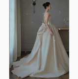 Pretty Wedding Dress Ball Gown Spaghetti Straps Satin Wedding Dresses Bridal Gowns HZ1214