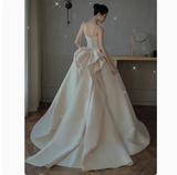 Pretty Wedding Dress Ball Gown Spaghetti Straps Satin Wedding Dresses Bridal Gowns HZ1214