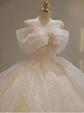 Dreamy Wedding Dress Ball Gown Off The Shoulder Sequin Wedding Dresses Bridal Gowns HZ1214