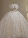 Dreamy Wedding Dress Ball Gown Off The Shoulder Sequin Wedding Dresses Bridal Gowns HZ1214