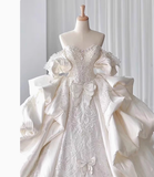 Dreamy Wedding Dress Ball Gown Off The Shoulder Satin Wedding Dresses Bridal Gowns HZ1214