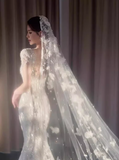Romantic Bridal Gown Mermaid Scoop Sequin White Wedding Dresses Minimalist Bridal Gowns HZ1214