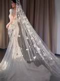 Romantic Bridal Gown Mermaid Scoop Sequin White Wedding Dresses Minimalist Bridal Gowns HZ1214