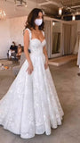 Pretty Wedding Dress Ball Gown Straps Lace White Long Wedding Dresses Bridal Gowns HZ1214