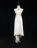 Pretty Wedding Dress High Low Strapless Ivory Long Wedding Dresses Bridal Gowns HZ1214
