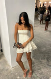 Cute A line Strapless Summer Birthday Dress Hoco Dress Mini Birthday Outfit 18th Birthday Cocktail Dresses HZ1214