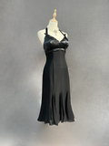 Classy A line Halter Chiffon Black Homecoming Dress Summer Hoco Dresses Cocktail Dress HZ1214
