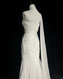 Vintage Bridal Gown Mermaid One Shoulder White Long Wedding Dresses Minimalist Bridal Gowns HZ1214