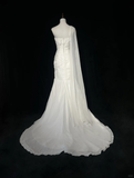 Vintage Bridal Gown Mermaid One Shoulder White Long Wedding Dresses Minimalist Bridal Gowns HZ1214
