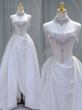 Pretty Bridal Gown Ball Gown Strapless White Long Wedding Dresses Minimalist Bridal Gowns HZ1214