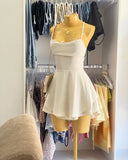 Cute A line Spaghetti Straps Short Summer Satin Birthday Dress Hoco Dress Birthday Outfit 18th Birthday Mini Cocktail Dresses HZ1214