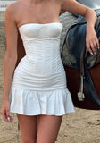 Simple Sheath Strapless White Homecoming Dress Summer Hoco Dresses Cocktail Dress HZ1214
