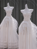 Pretty Wedding Dress Ball Gown Strapless Tulle Lace White Long Wedding Dresses Bridal Gowns HZ1214