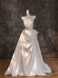 Pretty Wedding Dress Sheath Strapless Satin Ivory Long Wedding Dresses Bridal Gowns HZ1214