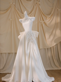 Pretty Wedding Dress Ball Gown High Neck Satin Ivory Long Wedding Dresses Bridal Gowns HZ1214