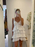 Simple A line Straps White Lace Layers Homecoming Dress Summer Hoco Dresses Cocktail Dress HZ1214