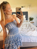 Cute Sheath Strapless Royal Blue Summer Homecoming Dress Hoco Dress Mini 18th Birthday Outfit Cocktail Dresses HZ1214