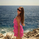 Simple A line Spaghetti Straps Pink Chiffon Homecoming Dress Summer Hoco Dresses Cocktail Dress HZ1214